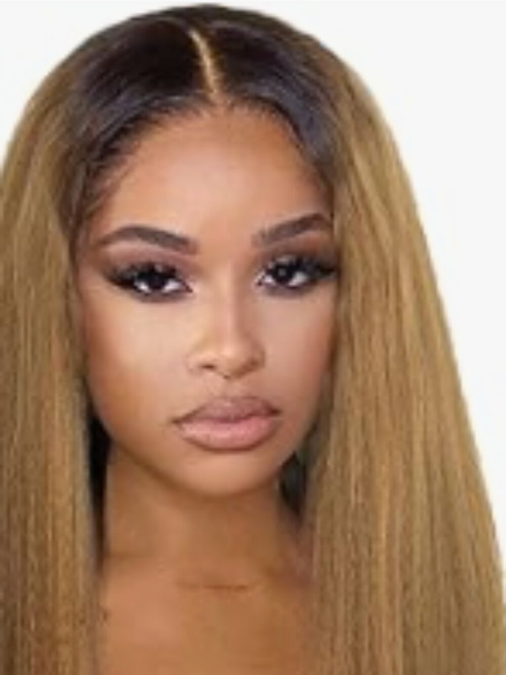 22" Kinky Straight Texture Lace Frontal Wig Color #T4/27 Balayage